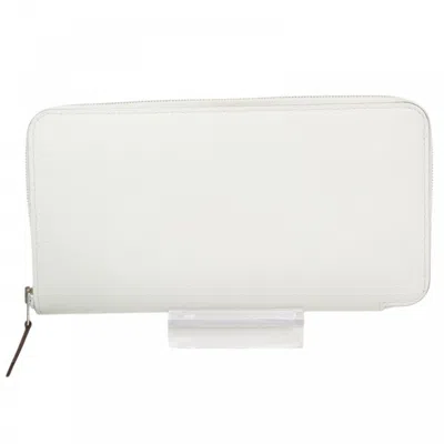 Pre-owned Hermes White Leather Long Wallet (bi-fold) ()