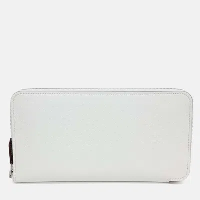 Pre-owned Hermes White Leather Silky Long Wallet