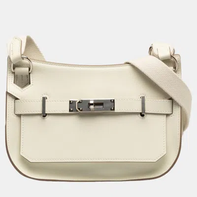 Pre-owned Hermes White Leather Swift Jypsiere Mini Bag
