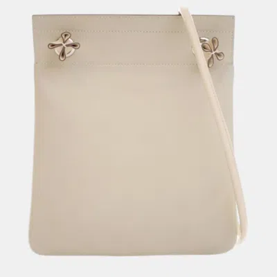 Pre-owned Hermes White Mini Milo Lambskin Aline Bag