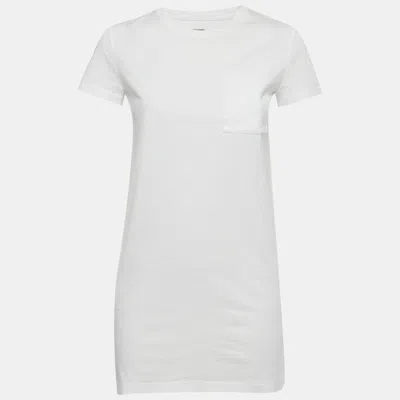 Pre-owned Hermes White Mosaique Embroidered Jersey T-shirt Dress S