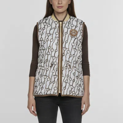 Pre-owned Hermes White Printed Nylon Sleeveless Vest S