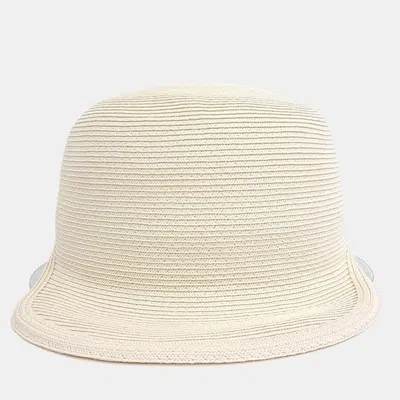 Pre-owned Hermes White Raffia Cap