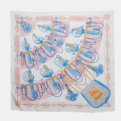 Pre-owned Hermes White Silk Cliquetis Scarf