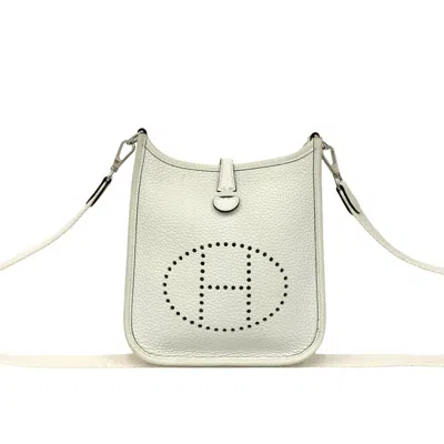 Pre-owned Hermes White Taurillon Clemence Leather Pochette Shoulder Bag ()
