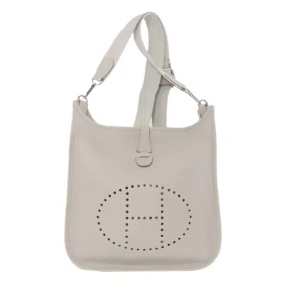 Pre-owned Hermes White Taurillon Clemence Leather Shoulder Bag ()