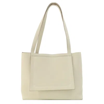 Pre-owned Hermes White Taurillon Clemence Leather Tote Bag ()