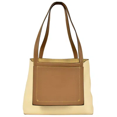 Pre-owned Hermes White Taurillon Clemence Leather Tote Bag ()