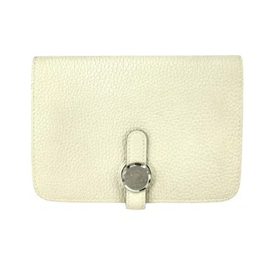 Pre-owned Hermes White Taurillon Clemence Leather Wallet (bi-fold) ()