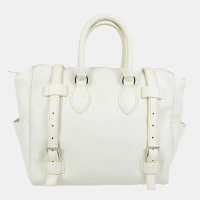 Pre-owned Hermes White Taurillon Clemence Pursangle 31 Handbag