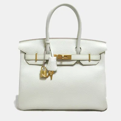 Pre-owned Hermes White Togo Leather Birkin Handbag