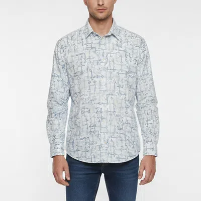 Pre-owned Hermes White/blue Mors And Mors Floute Print Cotton Shirt L