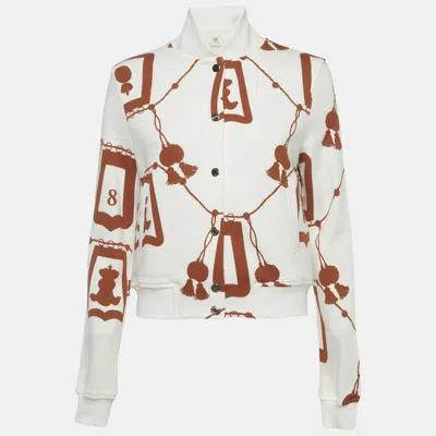 Pre-owned Hermes White/brown Lantern Print Cotton Jacket M