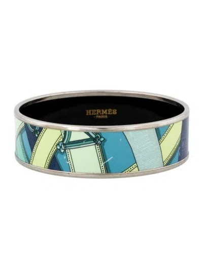 Pre-owned Hermes Wide Enamel Bangle Bracelet, 7.25" In Multi