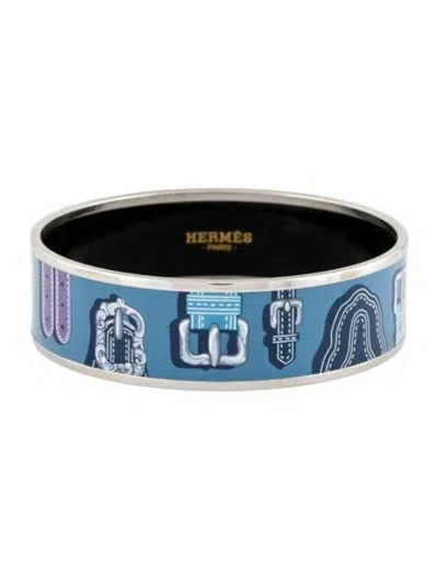 Pre-owned Hermes Wide Enamel Bangle Bracelet, 7.25" In Multi