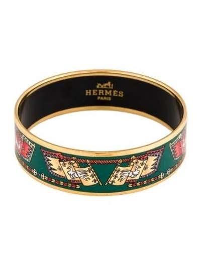 Pre-owned Hermes Wide Enamel Bangle Bracelet, 7.5" In Multi