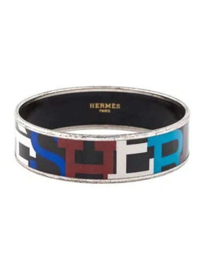 Pre-owned Hermes Wide Enamel Bangle Bracelet, 7.5" In Multi