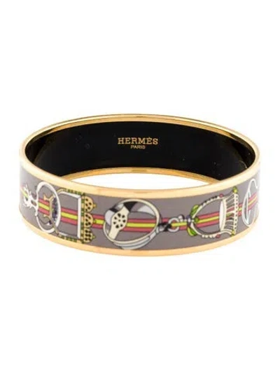 Pre-owned Hermes Wide Enamel Bangle Bracelet, 7.5" In Multi