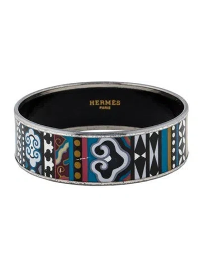 Pre-owned Hermes Wide Enamel Bangle Bracelet, 7.75"