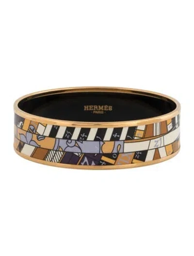 Pre-owned Hermes Wide Enamel Bangle Bracelet, 7.75" In Multi