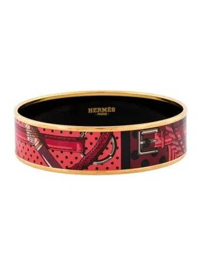Pre-owned Hermes Wide Enamel Bangle Bracelet, 8.25" In Multi