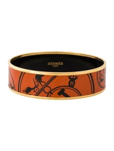 Pre-owned Hermes Wide Enamel Bangle Bracelet, 8.25" In Multi