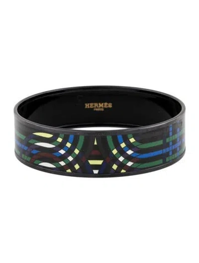Pre-owned Hermes Wide Enamel Bangle Bracelet, 8.25" In Multi