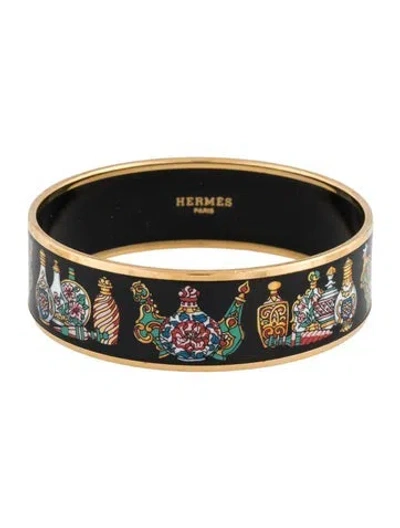 Pre-owned Hermes Wide Enamel Bangle Bracelet, 8.25" In Multicolor