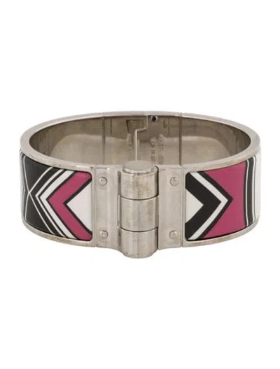 Pre-owned Hermes Wide Enamel Hinged Bangle Bracelet, 6.25" In Multi