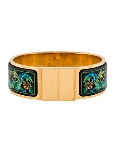 Pre-owned Hermes Wide Enamel Loquet Bangle Bracelet, 6.5" In Multi