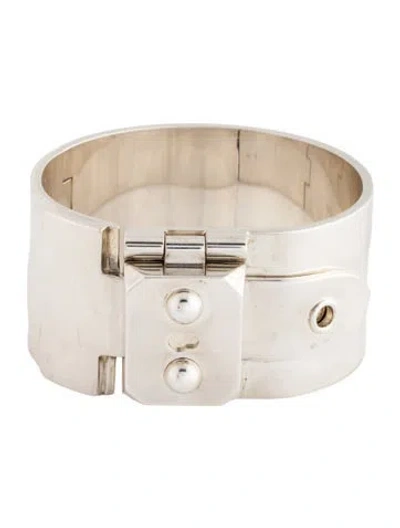 Pre-owned Hermes Wide Hinge Bangle Bracelet, 6.5" In Multicolor