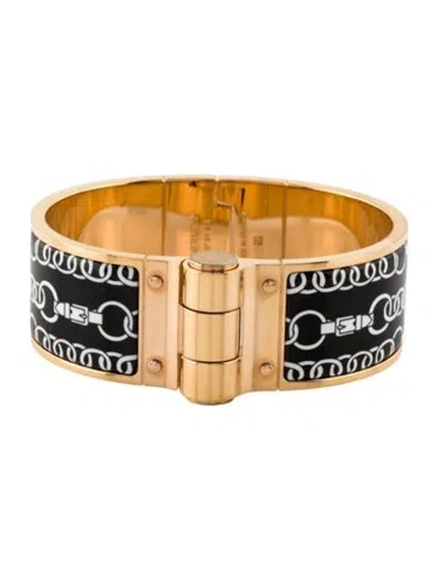 Pre-owned Hermes Wide Hinged Enamel Bangle Bracelet, 6.5" In Multicolor