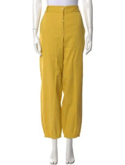 Pre-owned Hermes Wide Leg Pants In Neutrals/yellow