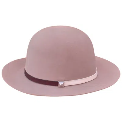 Pre-owned Hermes Hermès Woman Felt Hat Burundy And Craie Leather Trim Clou Medor Size 57 In Brown
