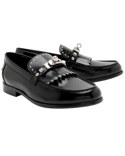 Pre-owned Hermes Women's Calfskin Fringe Destin Leather Flat (authentic Pre-loved)