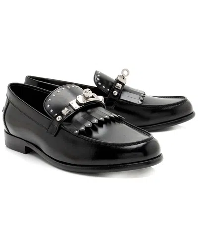 Pre-owned Hermes Hermès Women's Calfskin Leather Calfskin Studded Fringe Destin Loafer (authentic Pre-loved)