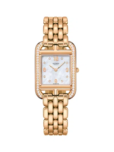 Hermes Women's Cape Cod 18k Rose Gold & 0.43 Tcw Diamond Bracelet Watch/31mm