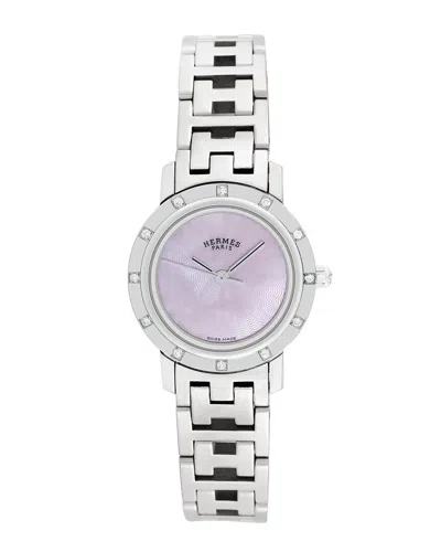 Pre-owned Hermes Hermès Women's Clipper Diamond Watch