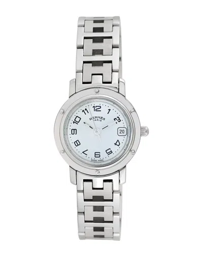 Pre-owned Hermes Hermès Women's Clipper Watch, Circa 1990s (authentic ) In Metallic