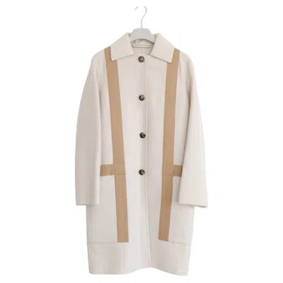 Pre-owned Hermes Hermès Women's H Cashmere Leather Coat, Size Fr36/uk8, Excellent In Sand