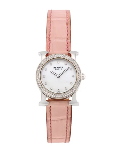 Pre-owned Hermes Hermès Women's H Watch Ronde Diamond Watch (authentic Pre-loved)