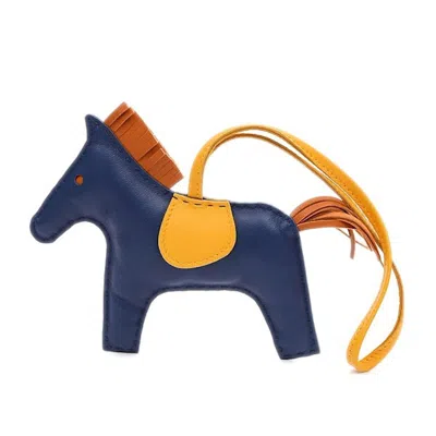 Pre-owned Hermes Women's  Bag Charm Milo Rodeo Mm In Malta Blue/cornelian/golden Yellow