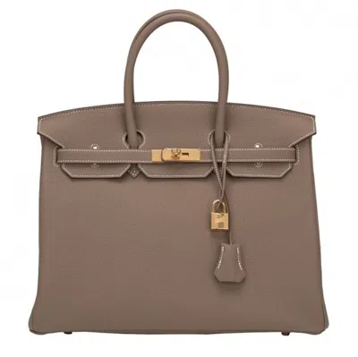Pre-owned Hermes Women's  Birkin Togo Gold Plated 35 Etoupe In Multi