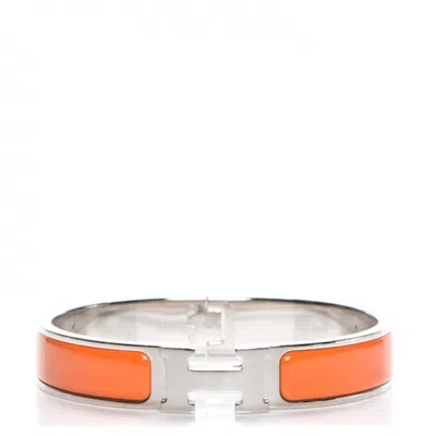 Pre-owned Hermes Women's  Bracelet Narrow Clic Clac H Enamel Gm Orange