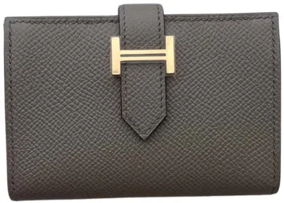 Pre-owned Hermes Women's  Card Holder Bearn In Etain