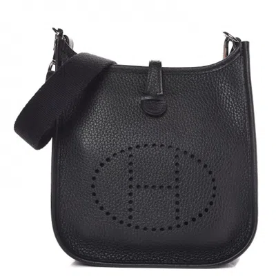 Pre-owned Hermes Women's  Evelyne Taurillon Clemence Amazone Strap Palladium Tpm In Noir