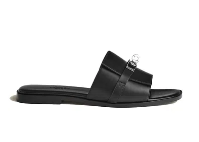 Pre-owned Hermes Women's  Giulia Calfskin Sneakers In Noir In Black