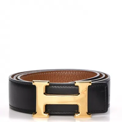 Pre-owned Hermes Women's  H Belt Box/togo 32mm In Noir/gold
