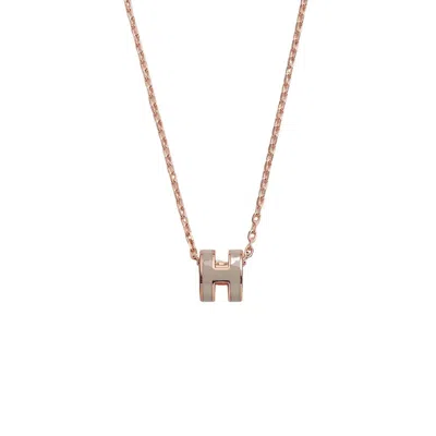 Pre-owned Hermes Women's  Mini Pop H Pendant In Marron Glace