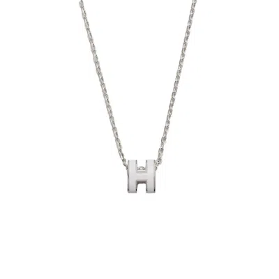 Pre-owned Hermes Women's  Mini Pop H Pendant Palladiumtone In Blanc